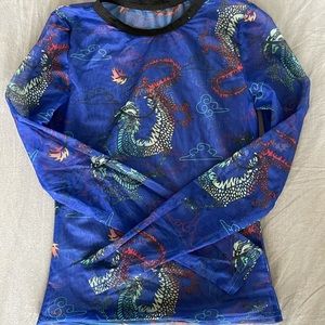 Dragon print mesh top